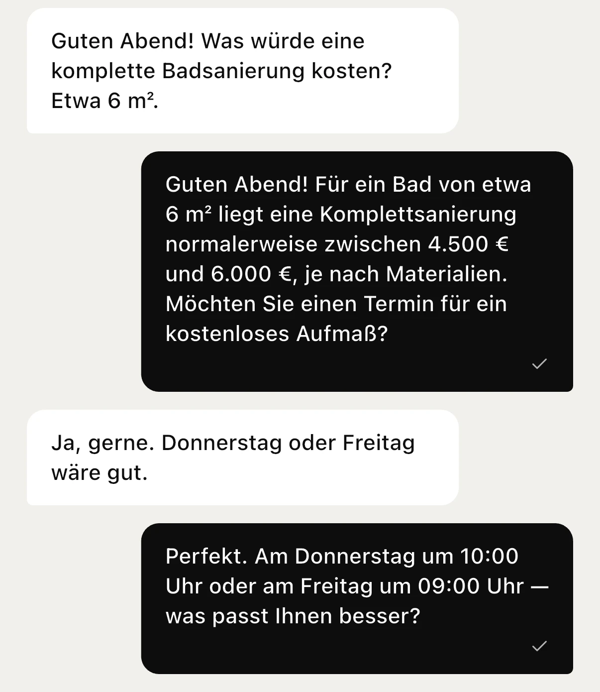 Conversación en Manolibre en la que el asistente responde a un cliente en su idioma tras consultar la agenda